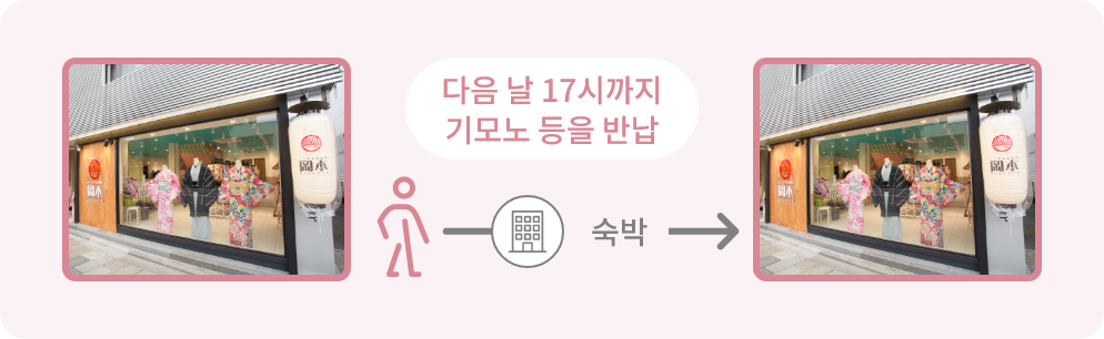 다음 날 17시까지 기모노 등을 반납 숙박